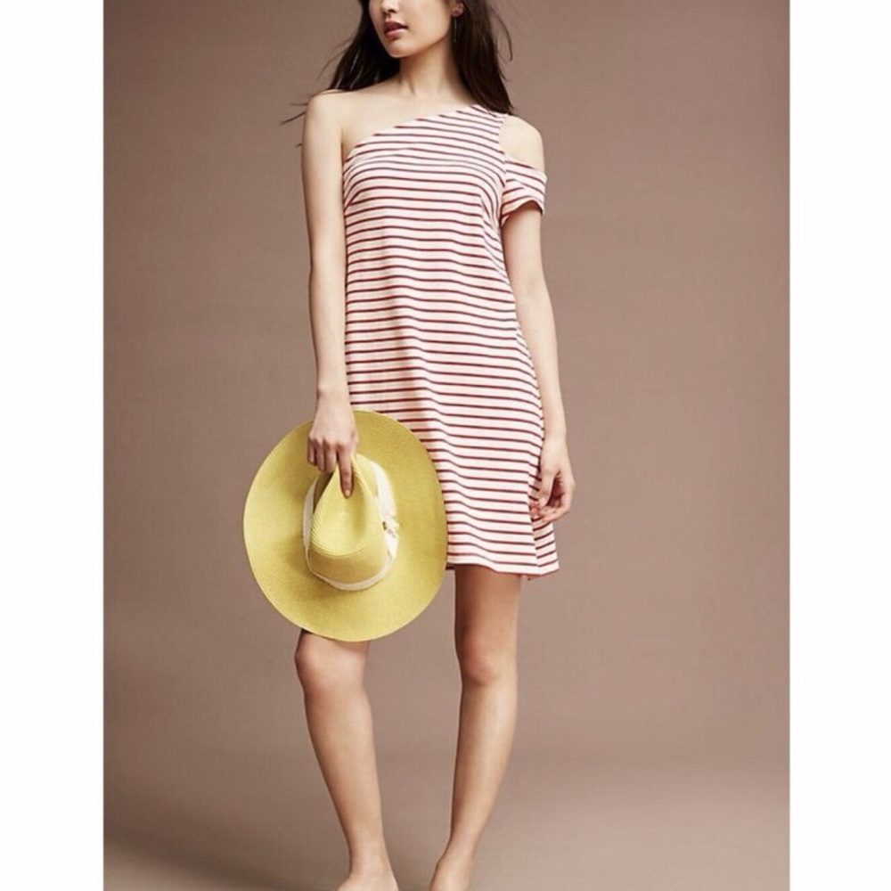 Maeve Red Striped One Shoulder Marketa Dress
